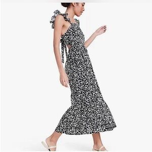 Rixo x Target Black and White Floral Ruffle Cutout Maxi Dress Size 4 Cottagecore
